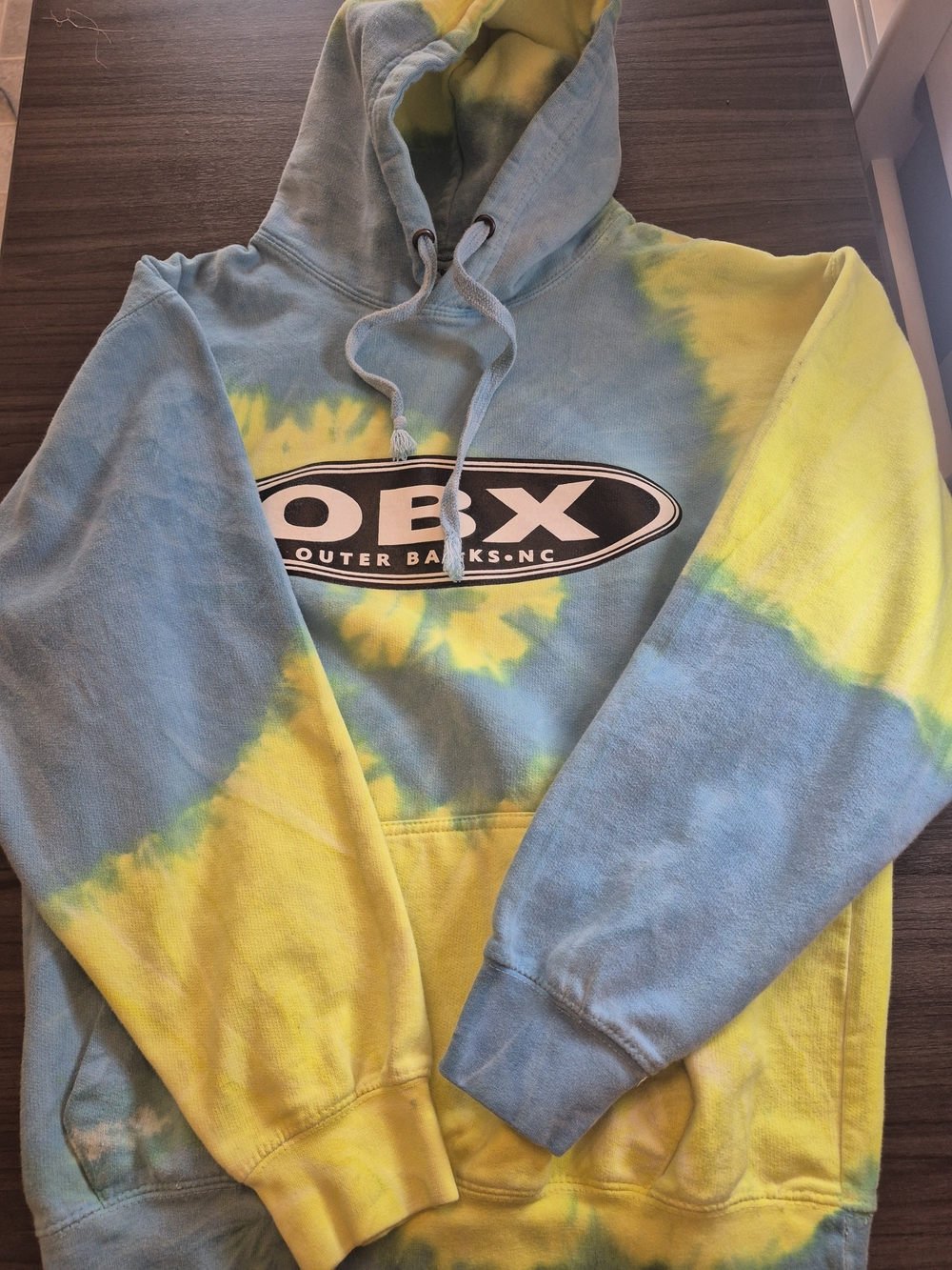 OBX Tie-Dye Pullover Hoodie in Blue and Yellow - Picture 8 of 13